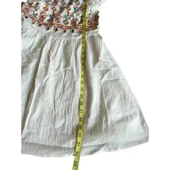SHEIN  WOMEN’S STUNNING BOHO SMOCK EMBROIDERED DRESS W/ POM POM TRIM•SIZE S• - Picture 7 of 9